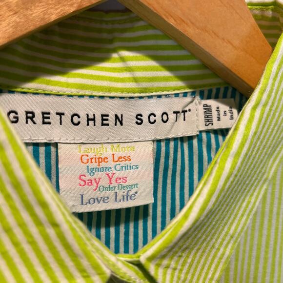 Gretchen Scott Striped Priss  Brooks Button Down Blouse - size Shrimp - Picture 5 of 6
